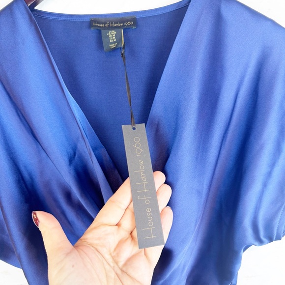 House of Harlow 1960 | Blue Satin Crop Top w Twist, M NWT - Picture 5 of 8